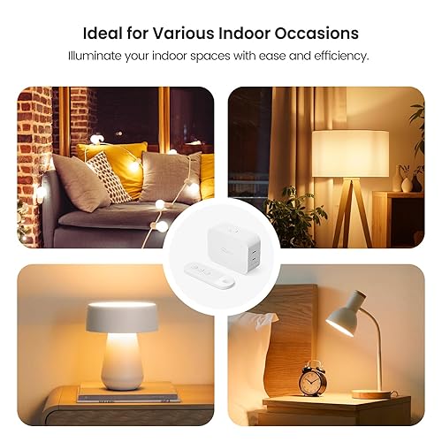 Miniatura 6 de TREATLIFE Enchufe de atenuación 2 en 1 con control remoto, sin características inteligentes, toma de control remoto inalámbrico, rango de hasta 100