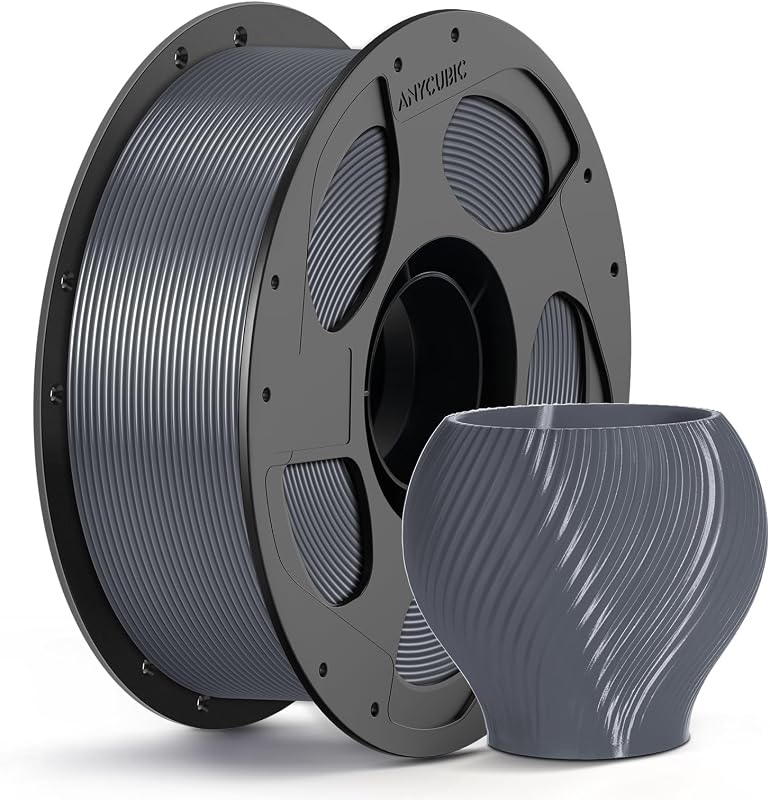 ANYCUBIC PETG Filament 1.75mm, 3D Printer Filament, Dimensional Accuracy +/- 0.02mm, Exceptional Toughness, Print with Most FDM 3D Printers, 1KG Reusable Spool, Texture Gray