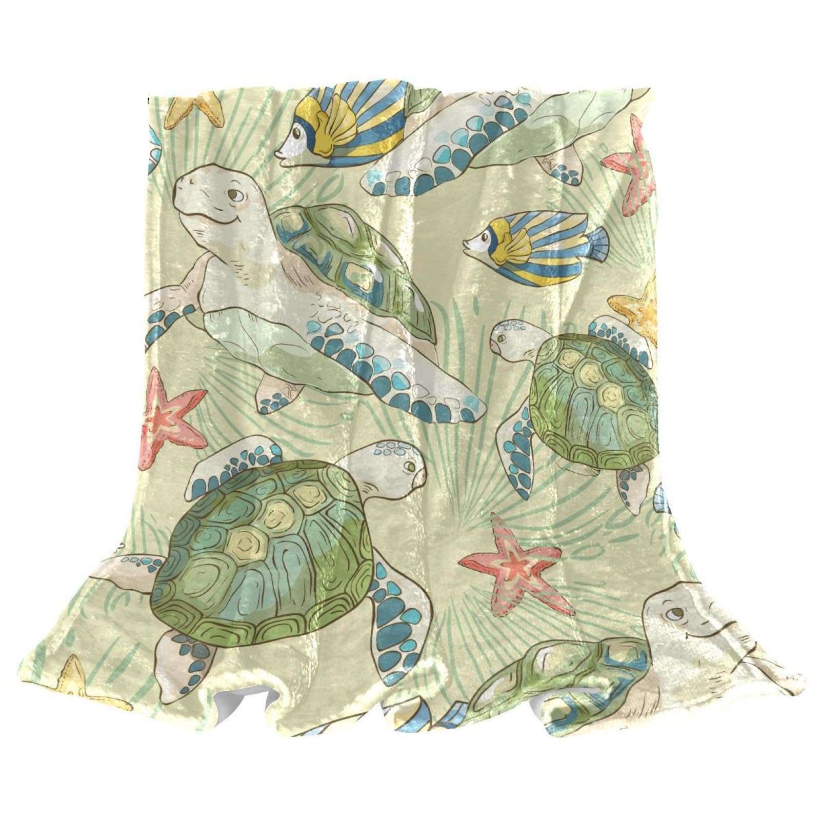 Couverture polaire tortue de mer chaude 150x130cm