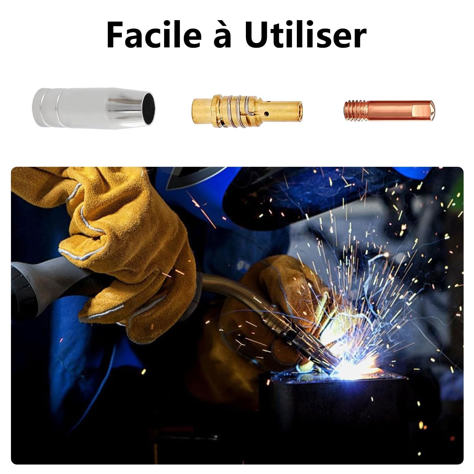 14 x strumento per ugello, torcia per saldare, ugello per saldatore, punta di saldatura, ugello conduttore elettrosaldato, punta di saldatura, punta di saldatura compatibile con MIG