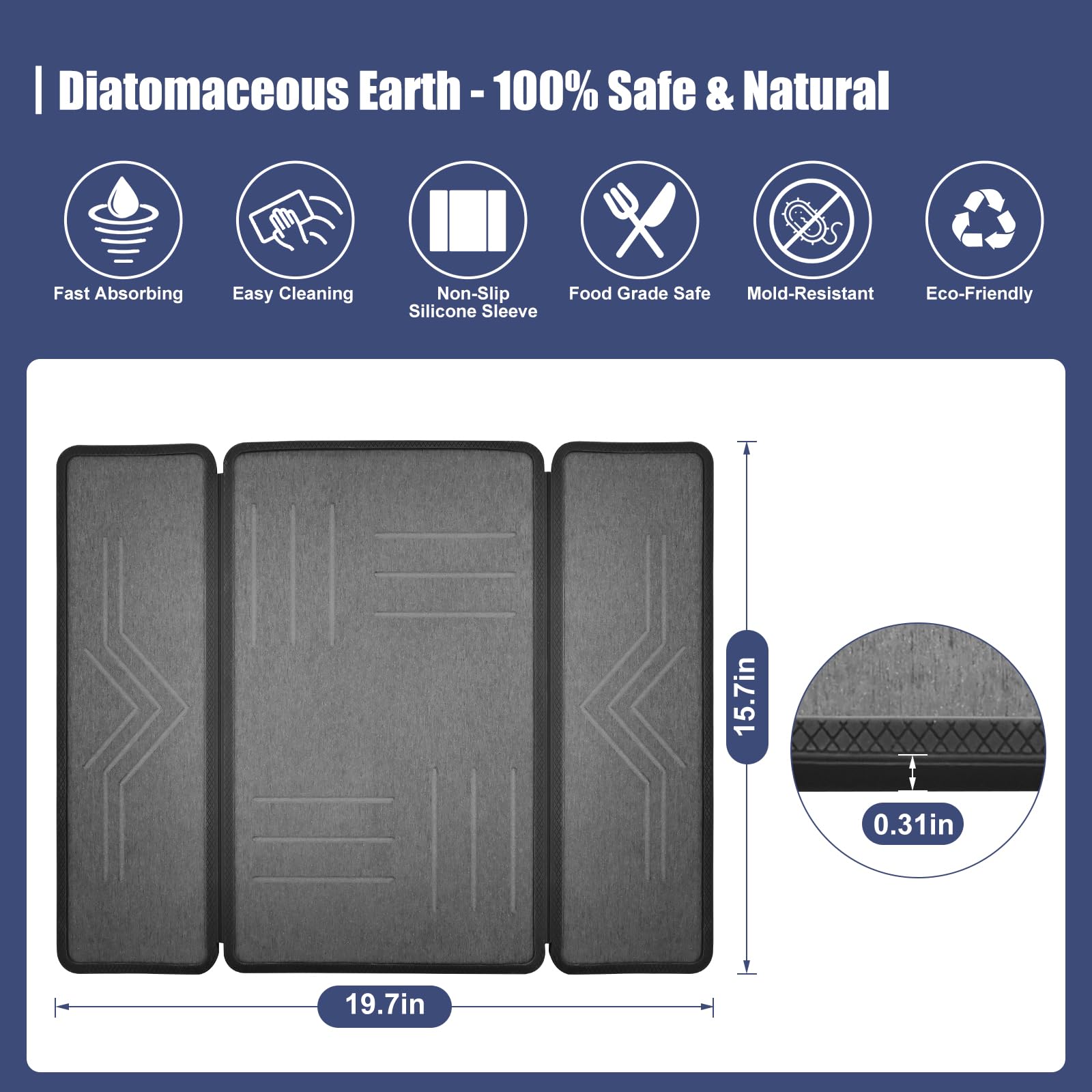 Tappeto Bagno Diatomite Con Guscio Silicone (Ondes Aquatiques, 50x40cm)