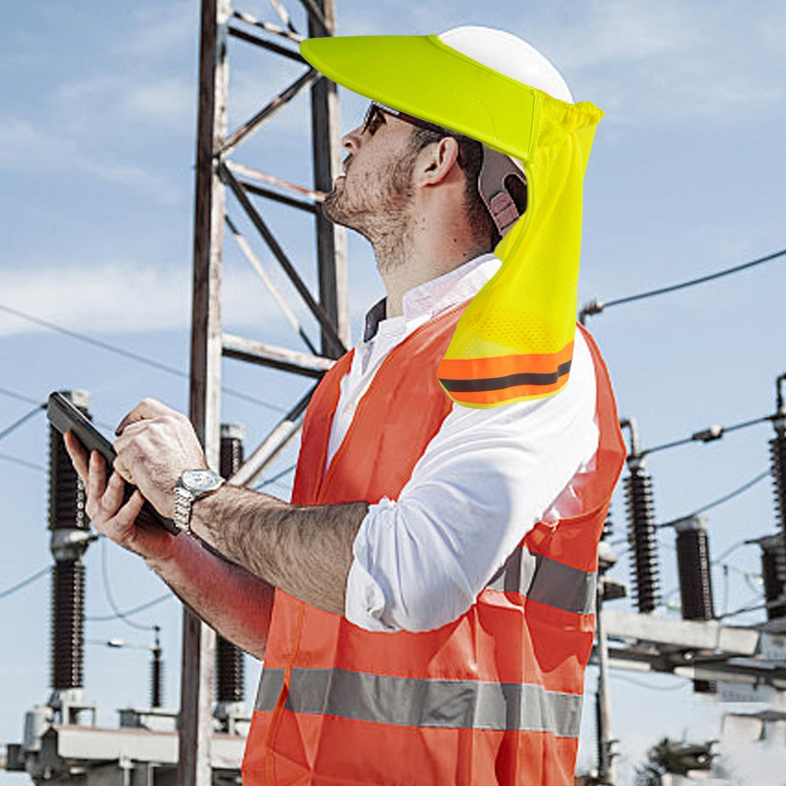 Visera Solar para Casco de Seguridad,Visera Protectora Transpirable para Casco | Protección UV Ajuste De Tensión Protección Laboral En Obras