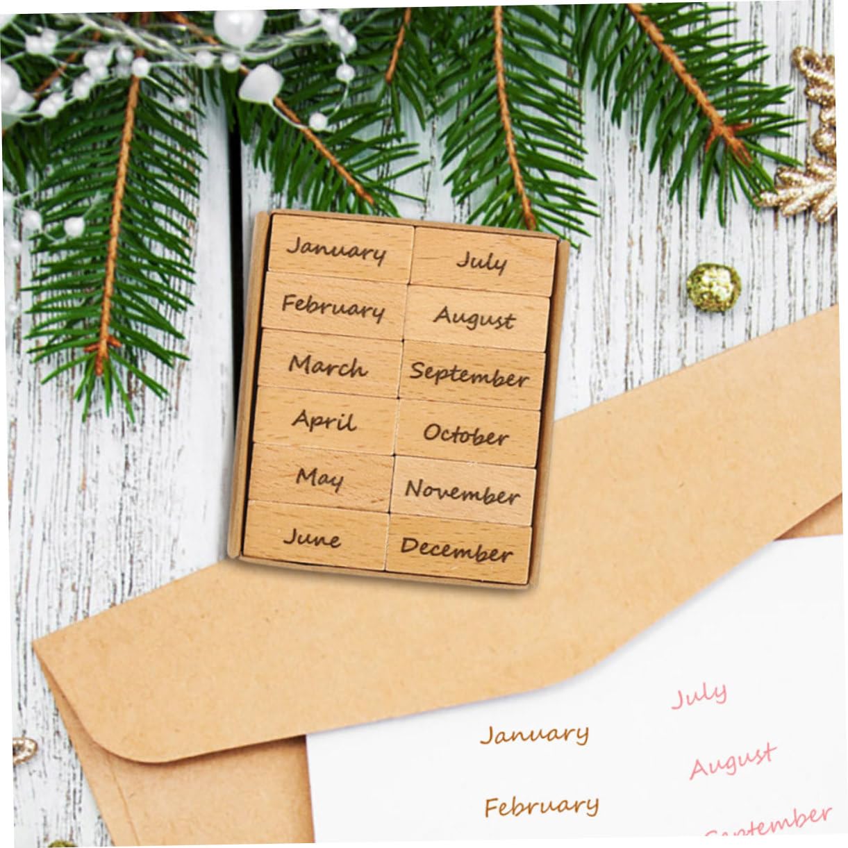 Uonlytech 8 Sätze Holz digitales Siegel Journaling Journal -Briefmarken Planer Stempel Datum Scrapbooking-Holzstempel Unterschriftenstempel Retro-Holzstempel Stempelvorräte Buchstempel Gummi
