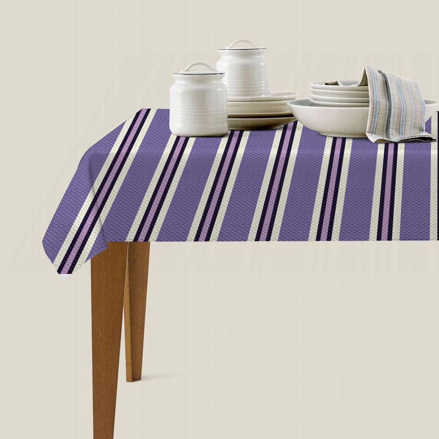 Mantel Mesa Rectangular Rayas, Manteles Antimanchas Morado, 3D Impresión Mantel Impermeable Lavable para Cocina Salón Comedor, 140x300 cm Q.P1880