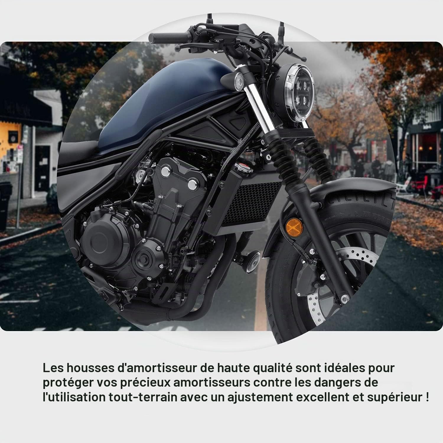 Housse Anti-poussière pour Fourche supérieure Avant inférieure en Aluminium pour Moto Gators Bottes Amortisseur Compatible avec Rebel CMX 500 CMX 300 Rebel 500 CMX300 (1 Jeu)