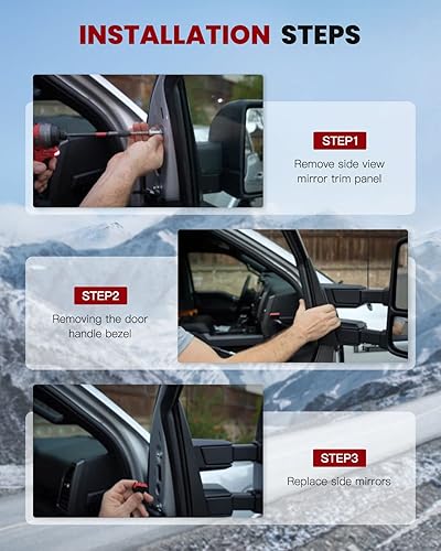 Miniatura 6 de cciyu Espejo lateral para puerta y lado del pasajero, a prueba de sacudidas, para F-Road Manual Rectangular Adventure apto para 1997-2017 para Jeep