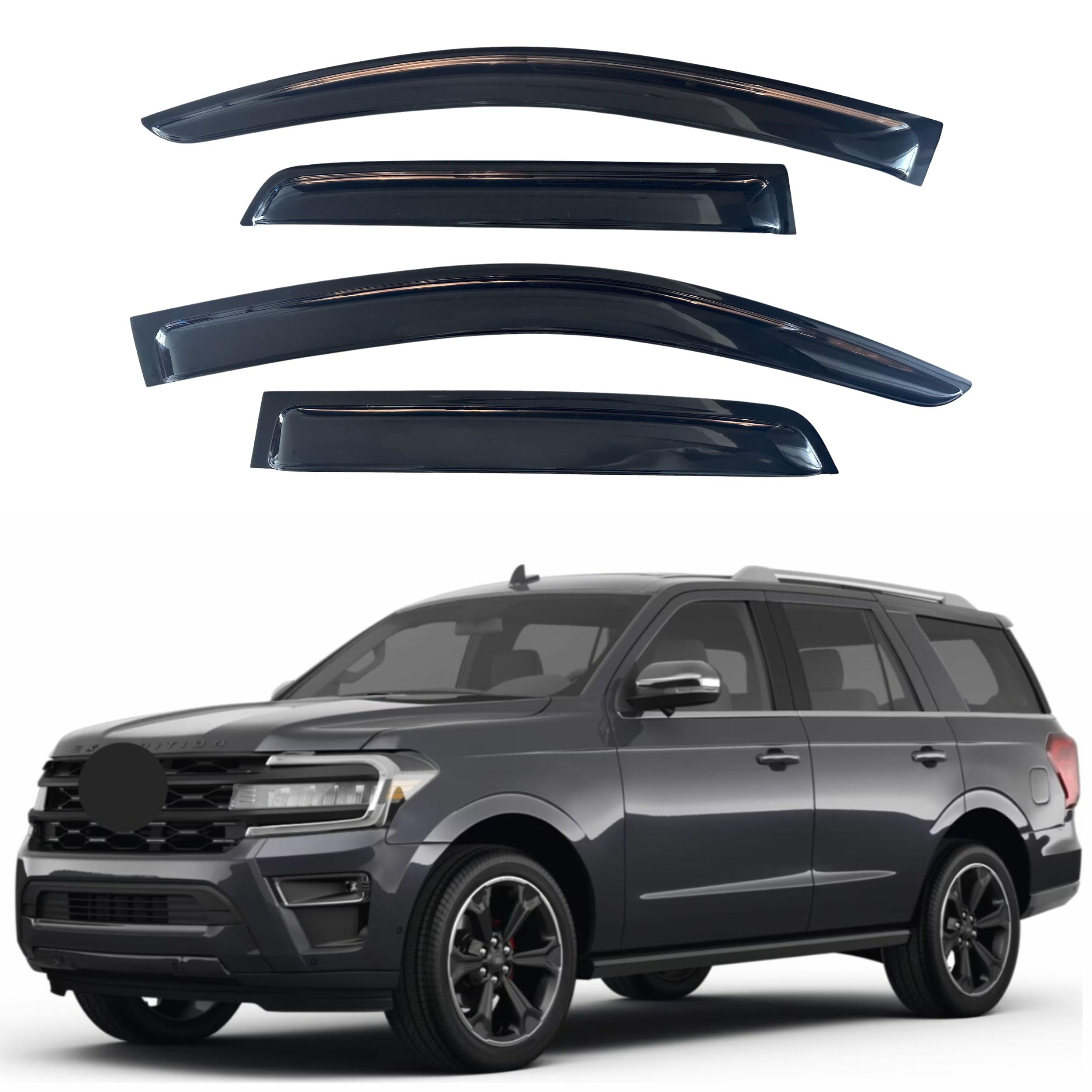 IG Window Visor for Ford Expedition 2018-2024 & Lincoln Navigator 2018-2024, Rain Guard Tape-On Extra Durable Side Vent Window Deflector, 2019 2020 2021 2022 2023