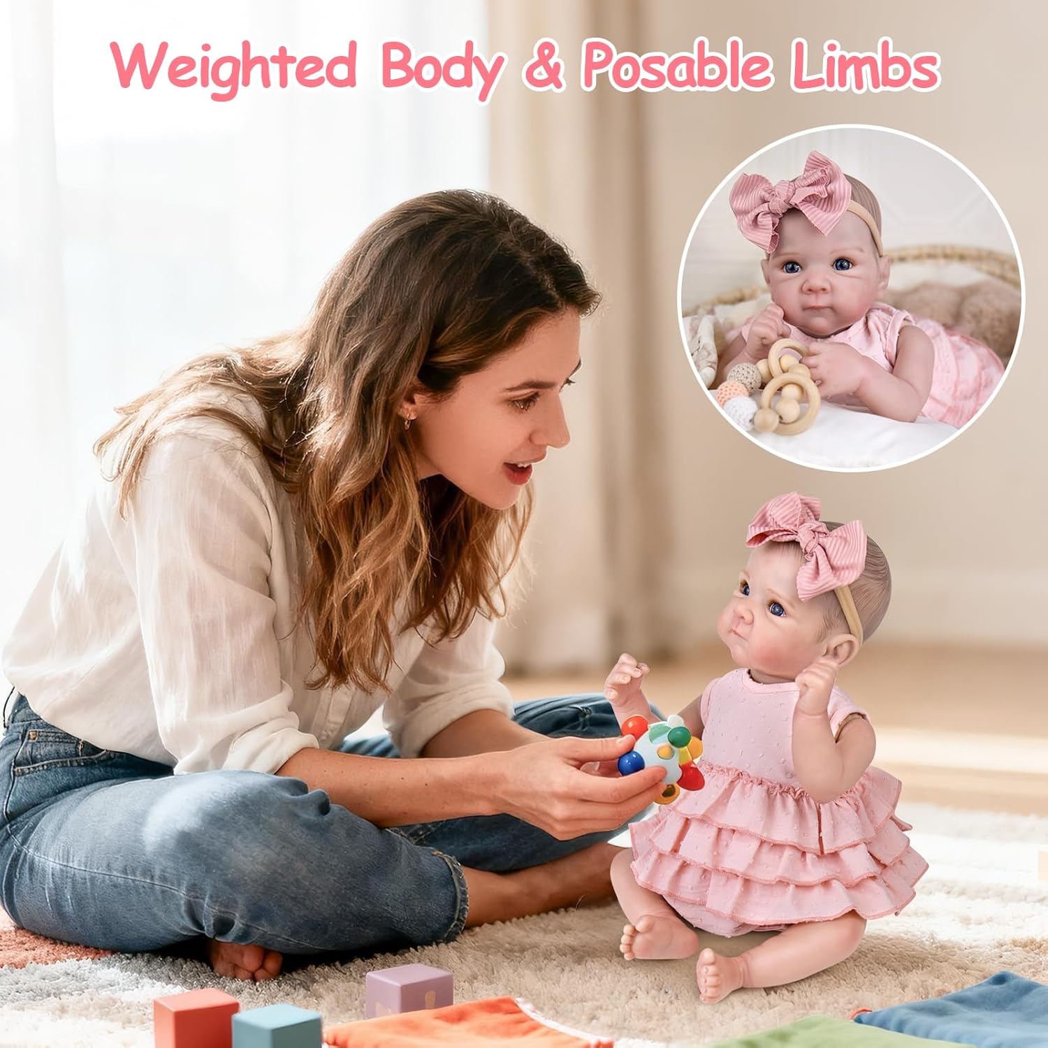 Aori Reborn Baby Dolls Girl 20'' Realistic Newborn Girl - Lifelike Poseable Vinyl Baby Doll with Feeding & Outfit Set - Weighted Body for Cuddling, Gift for Collectors & Kids 3+