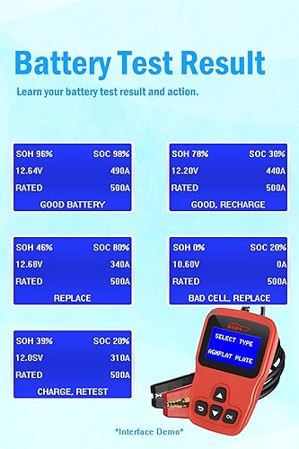 Miniatura 6 de OS760 12V Probador de batería de coche Automotriz 100-2000 CCA Probador de carga de batería de arranque automático Herramienta de escaneo Analizador