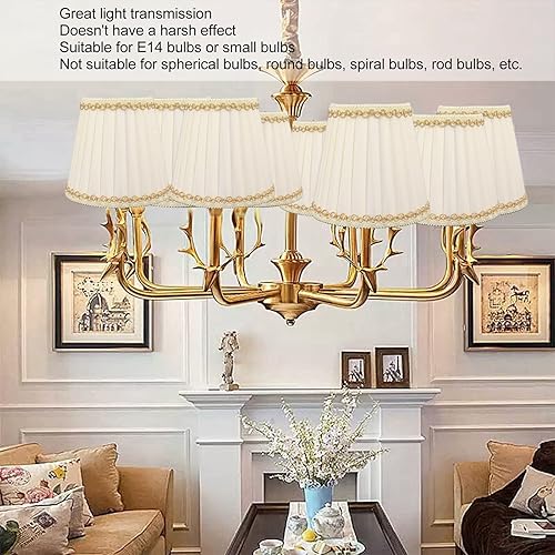 Miniatura 5 de Juego de 6 pantallas de tela de estilo moderno, pantalla para lámpara de araña de bombilla E14, pantalla de lámpara de barril exquisita hecha a mano