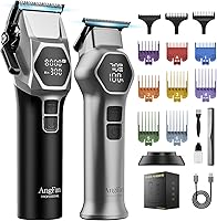 ANGFAN Professional Cordless Hair Clippers for Men - 8000RPM Brushless Motor, 440C Steel Blades, Barber Trimmer Set for Fades & Precision Cuts