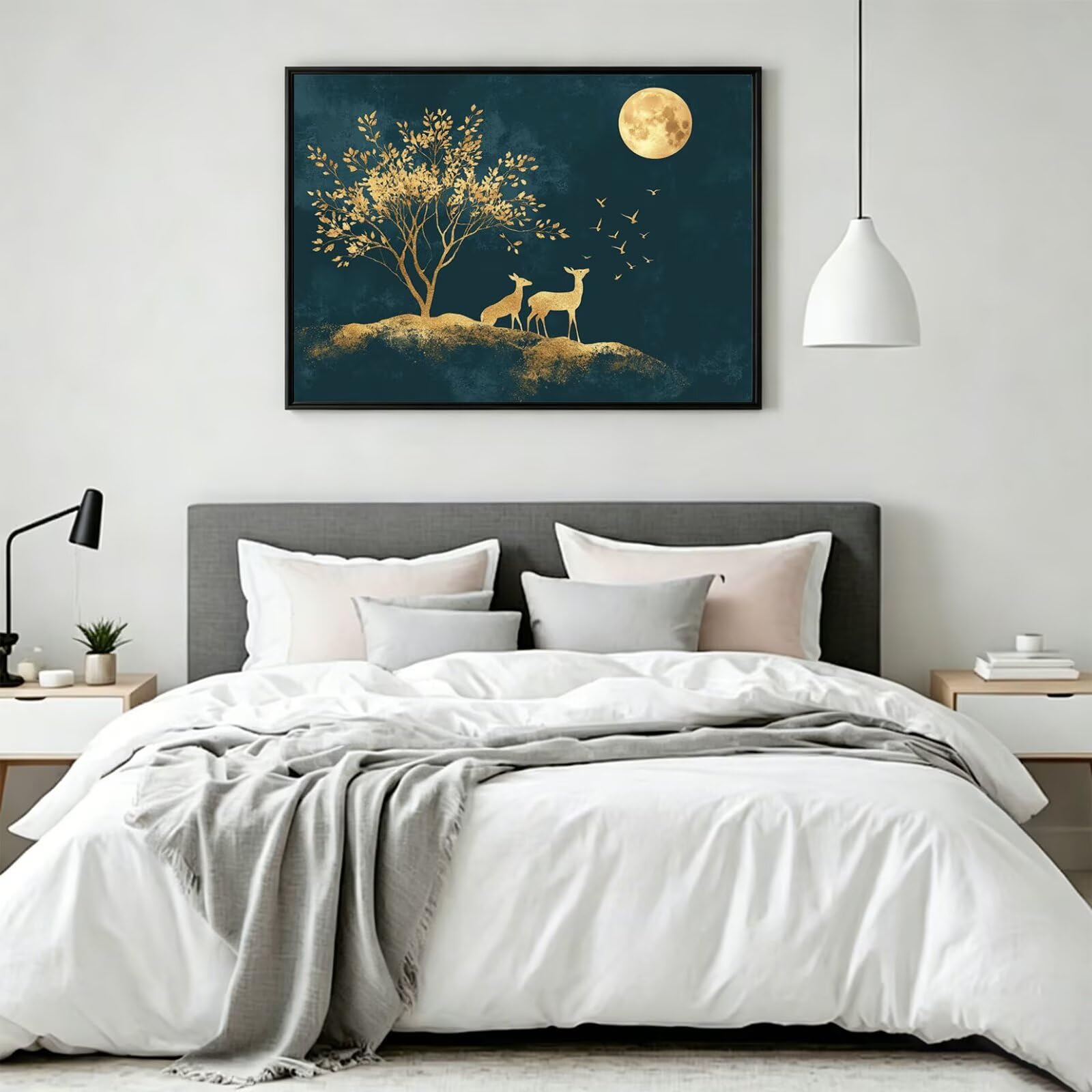 Pintar por Numeros Luna Pinturas Acrilicas Ciervo Pintura por Numeros Adultos DIY Lienzos para Pintar, Pintura Acrilica Manualidades, Decoración para Hogar, Regalos Cumpleaños 90x120cm Sin Marco q-952