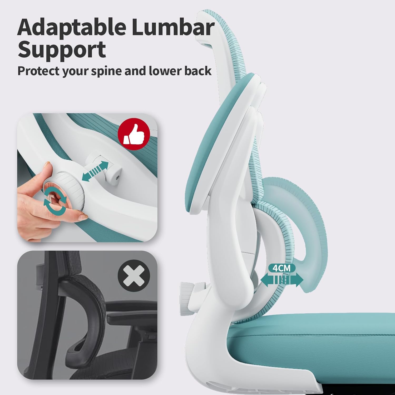 TRALT Office Chair - Ergonomic Desk Chair with Adjustable Lumbar Support, Mesh Computer Chair, Executive Chairs for Home Office Comfortable Lumbar Support (Mint Green)