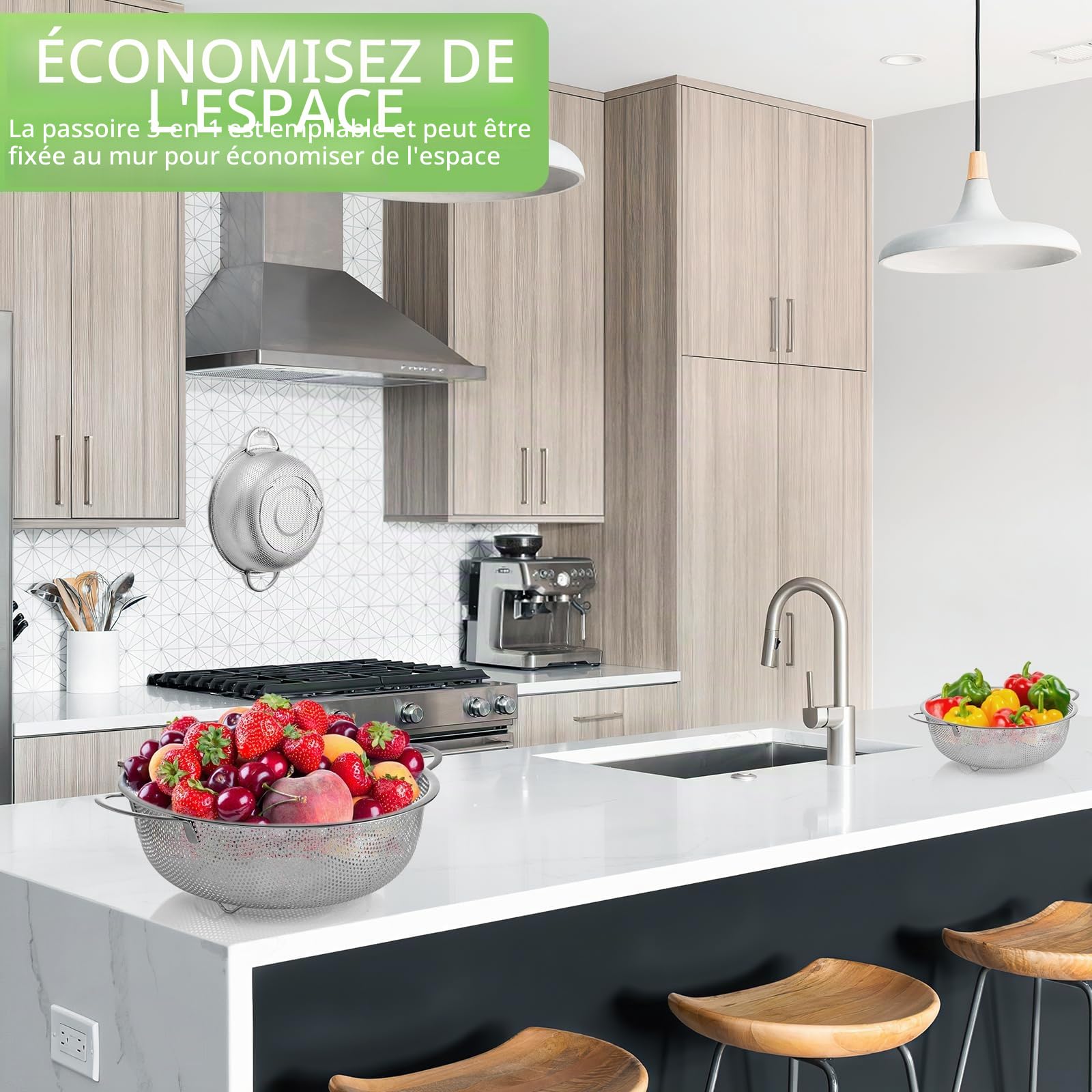 Passoires en Acier Inox Microperforée 16/22/28 cm Set de 3