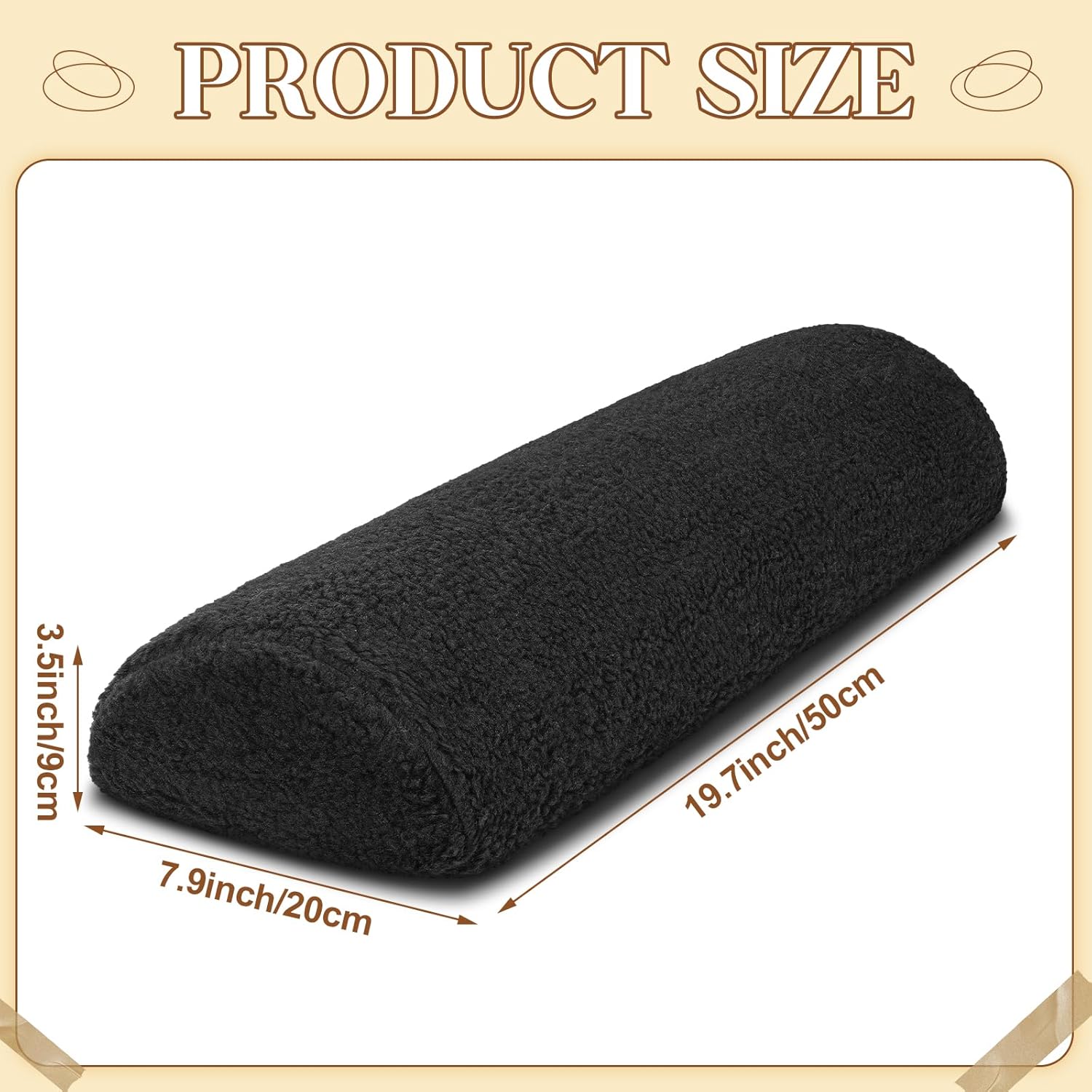 Sintuff Recliner Leg Rest Cushion Sofa Footrest Pillow with Cover Half Moon Bolster Pillow Under Knee Pillow for Sleeping On Back Alleviating Pain, 19.7 x 8 x 3.5 Inch (Black)