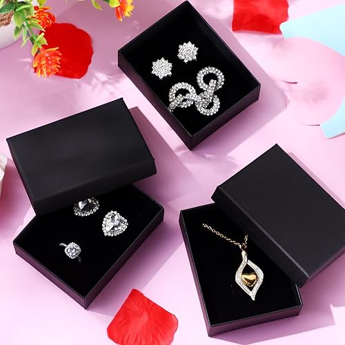 Miniatura 6 de Sasylvia 72 cajas de regalo de joyería de 2.76 x 3.54 x 1.18 pulgadas, cajas de embalaje de joyas, caja de cartón para el día de San Valentín (negro)