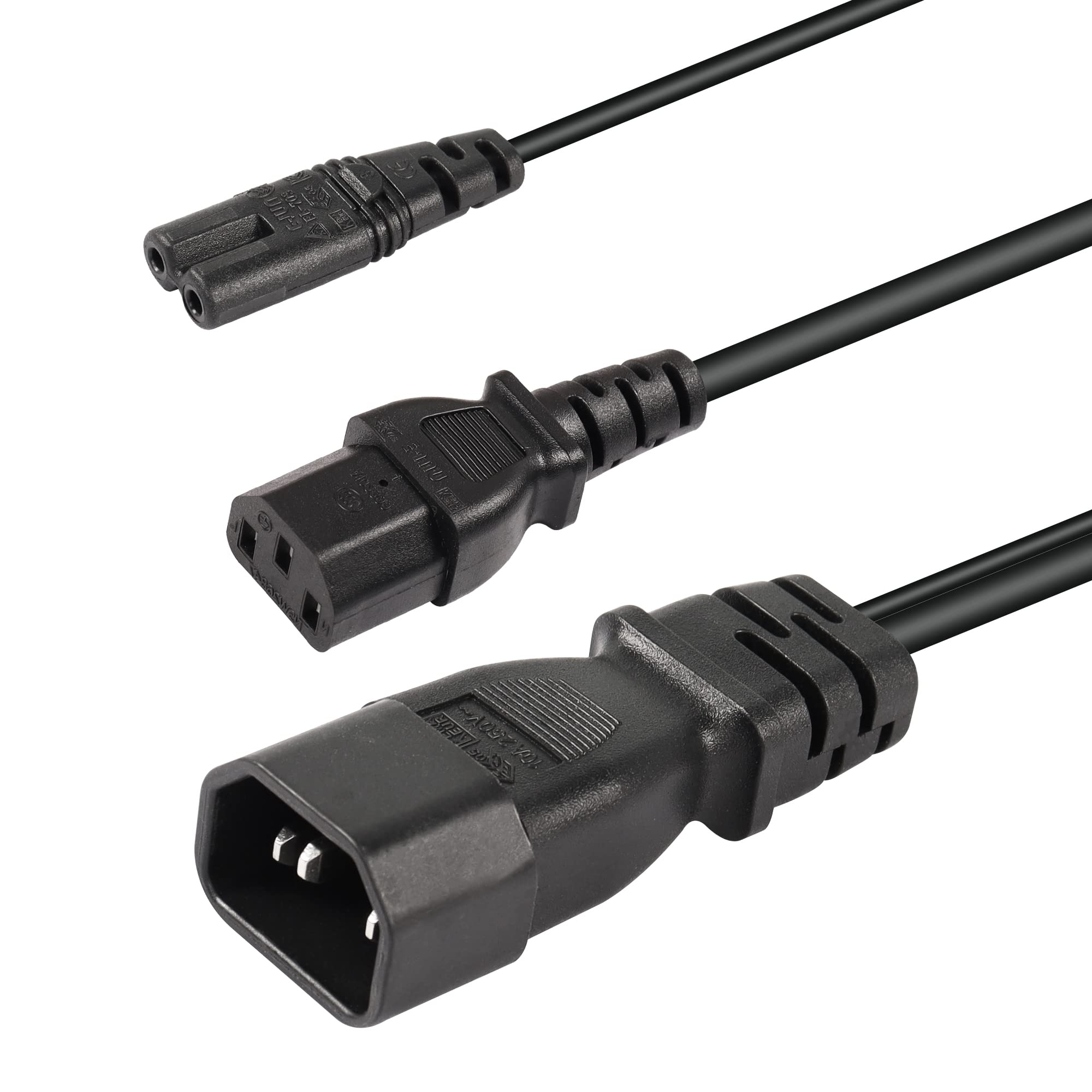 IEC320 C14 Mannelijk Naar C13 C7 Vrouwelijk Netsnoer, 1 in 2 uit Y Splitter Voedingsstekkersnoer, IEC320 C14 Naar C13 C7 IEC320 Netsnoeren, voor Barcodemachines, Scanners, Projectoren