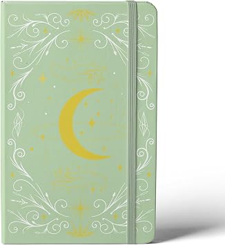 BUKE A5 Dotted Journal 160gsm Ultra Bamboo Paper, Moon & Star Foil Cover, Flat Lay Notebook with Gift Box 160 Pages, 5mm Dot Grid, Faux Leather Hardcover Matcha Green