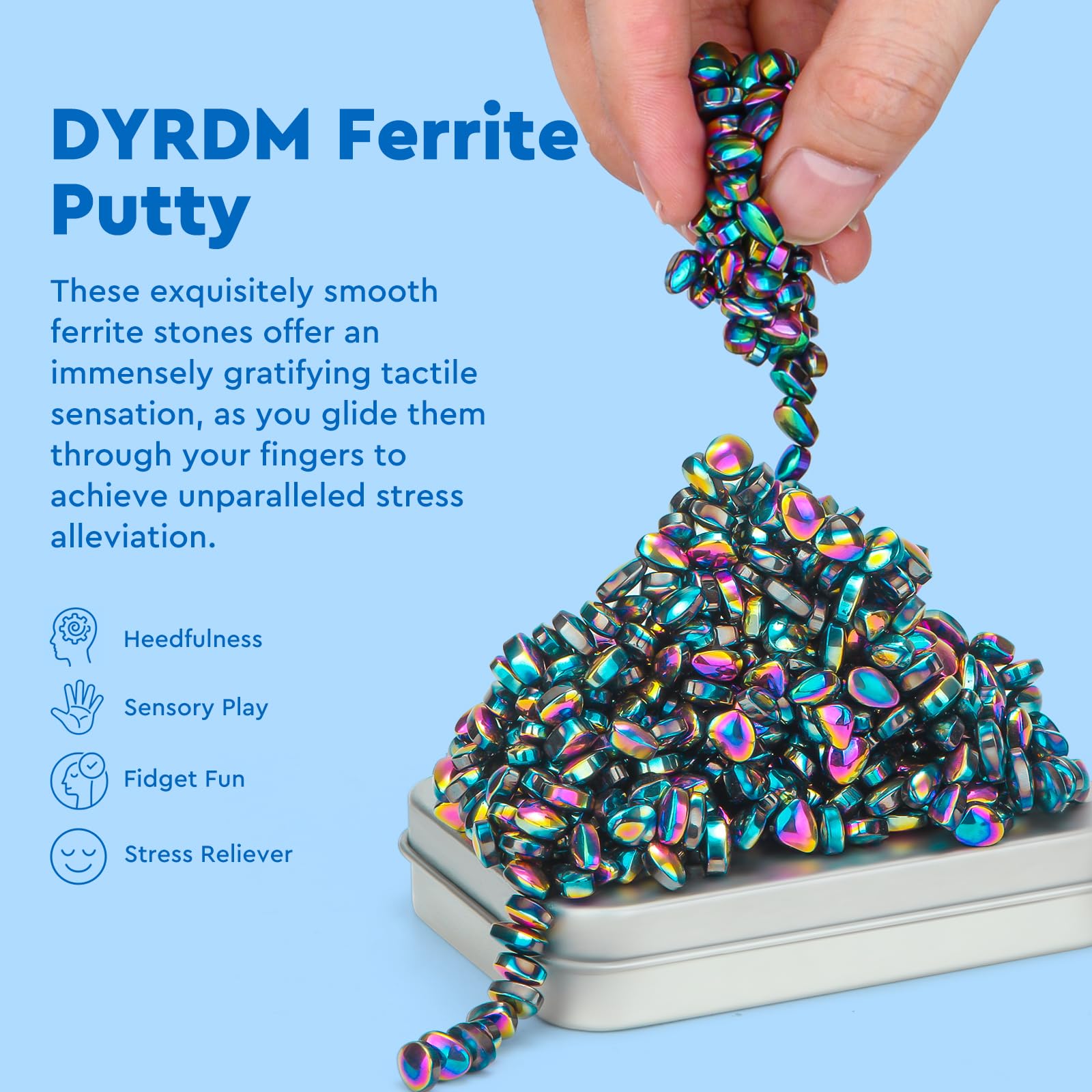 DYRDM 300+ Original Ferrite Putty Colorful, Fidget Toy Ferrite Stones for Stress Relief, Sensory Toy for Adults & Teens 14+, Holiday Stocking Stuffer, Ferrite Rocks Fidget Present for Office