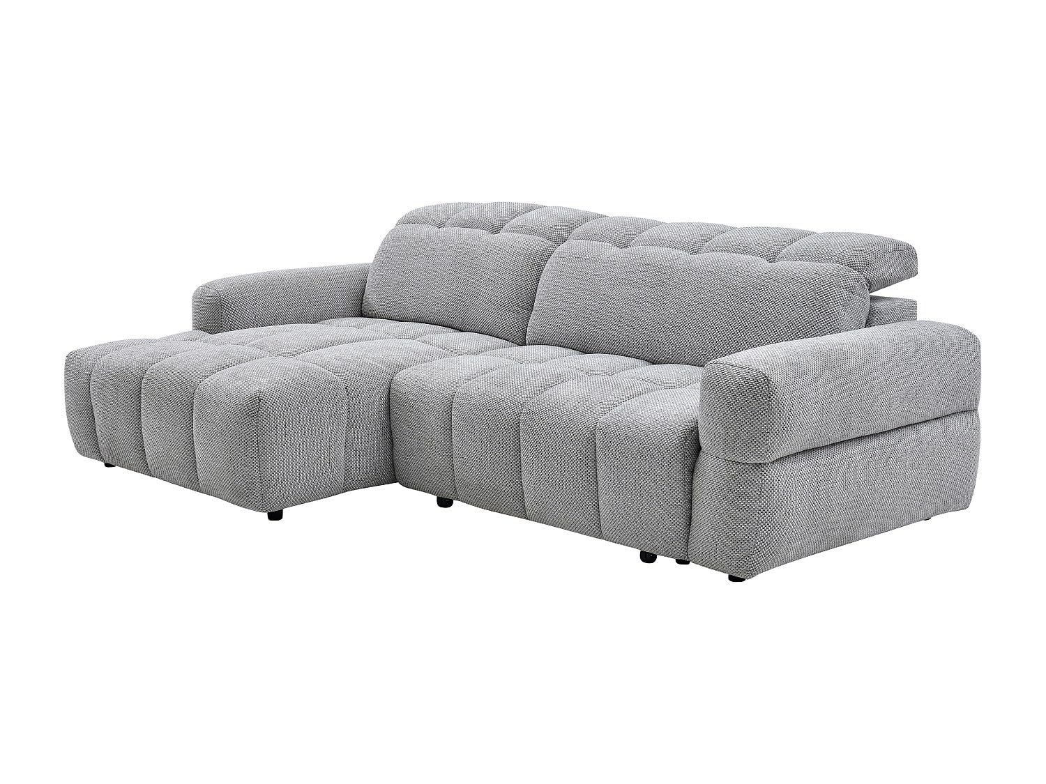 Vente-unique - Canapé d'angle Gauche Relax avec Assise coulissante électrique en Tissu Gris CARIALA
