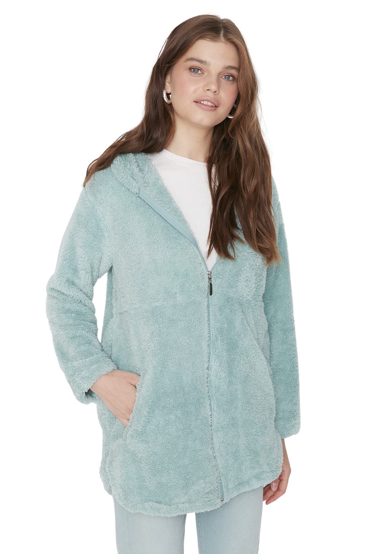 Trendyol Women Modest Regular Basic Hood Woven Modest Coats