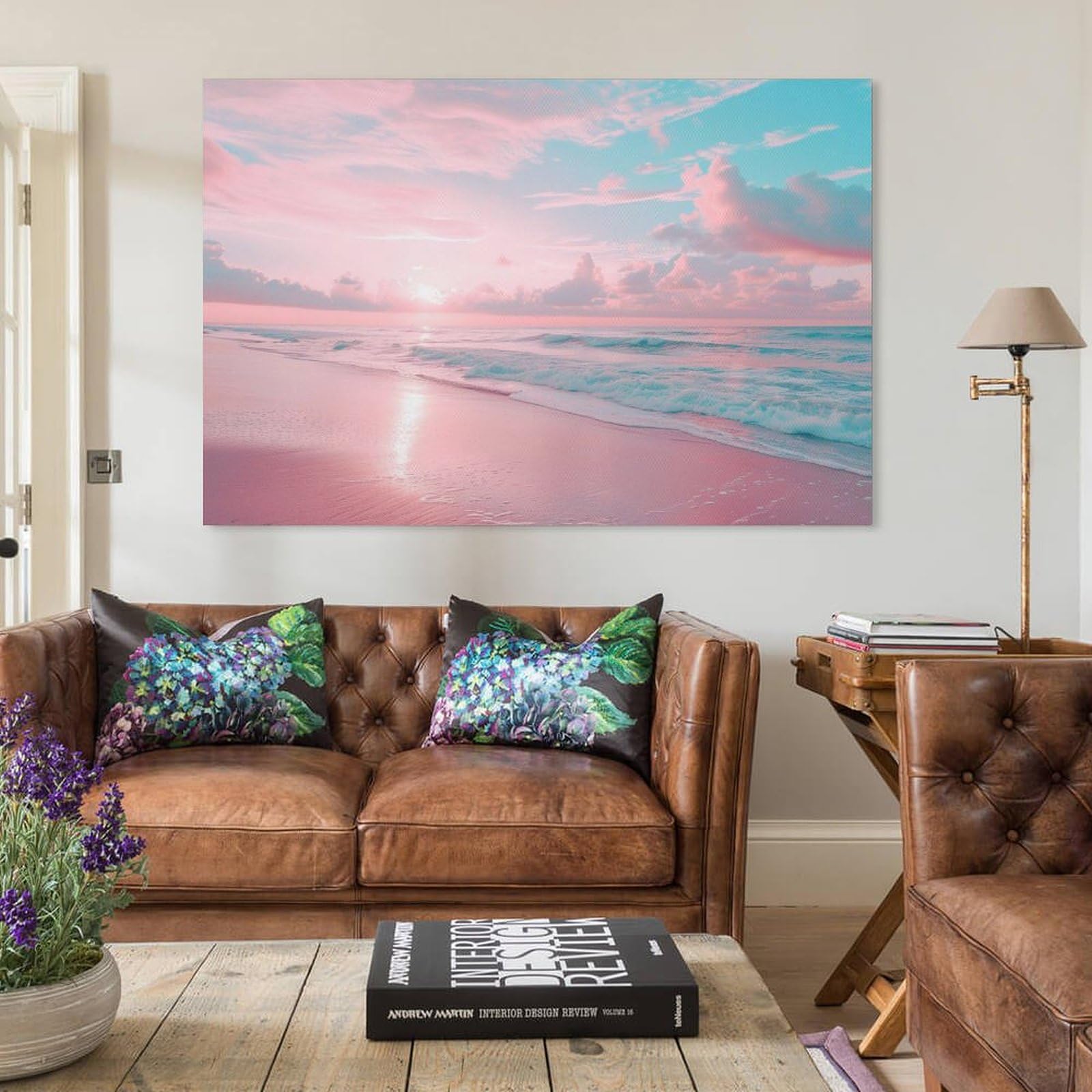ピンクインテリア 海の風景 テクスチャーアート 海の絵 海 海アート