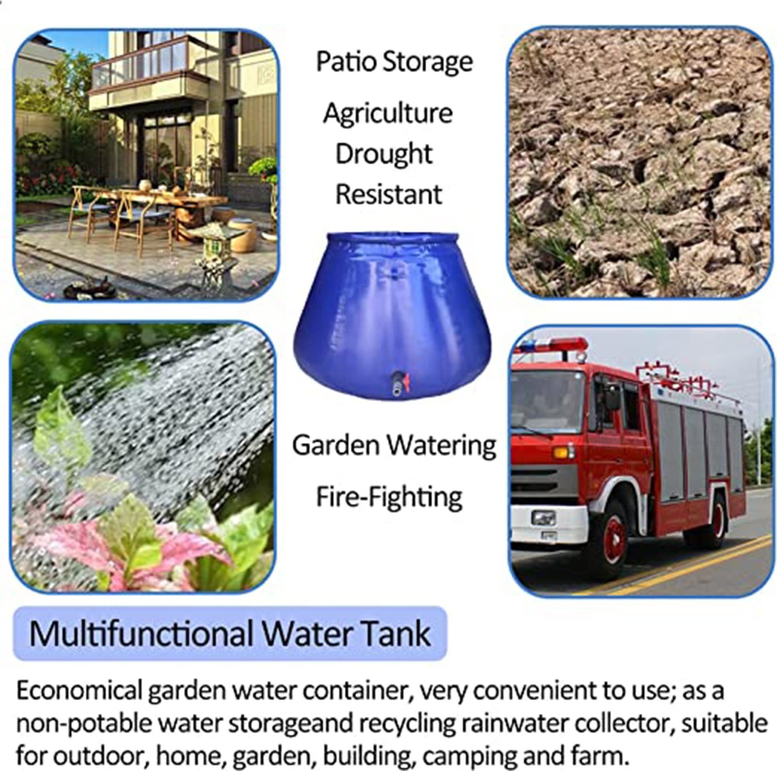Tanque de Almacenamiento de Agua al Aire Libre de Gran Capacidad 3000L, Bolsa de Agua Tanques de vejiga de Agua Plegables, Bolsa de Almacenamiento de Agua Plegable para depósito de Agua de Emergencia