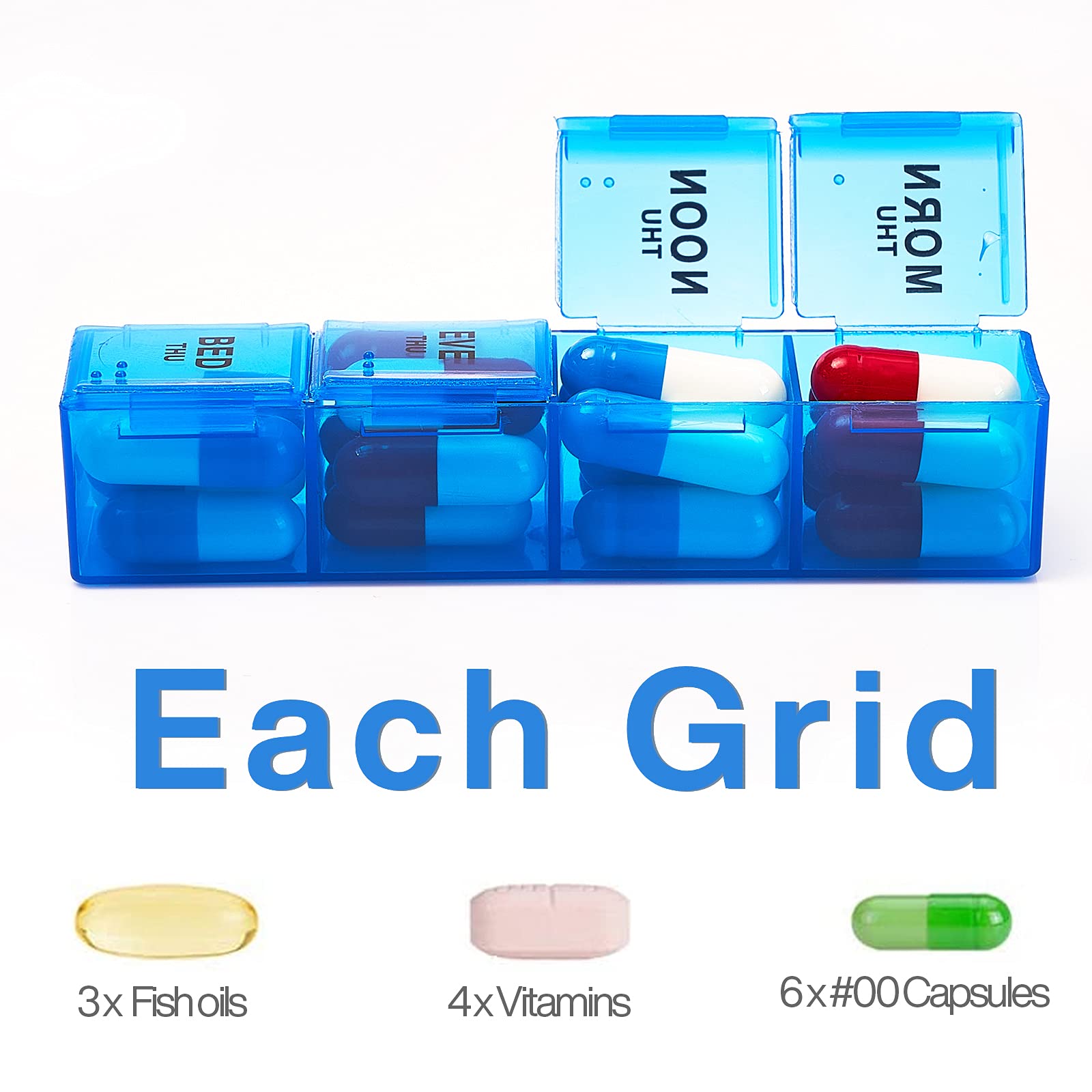 PuTwo Pill Organizer 7 Day, Weekly Leather Travel Pill Case 4 Times a Day, Portable Pill