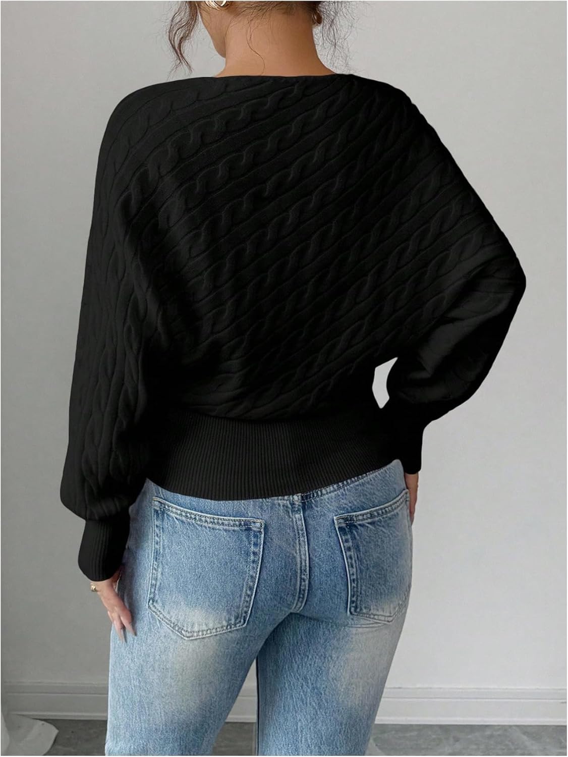 Verdusa Women's Cable Knit Sweaters Cinched Waist Tops Pullover Sweater Elegant Spring Fall Clothes - Image 2