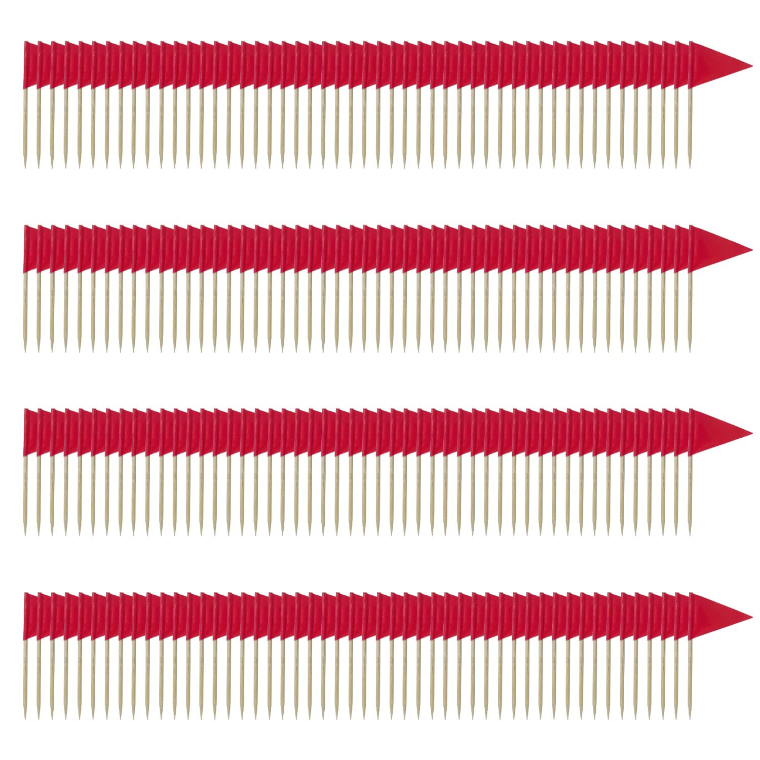 EJUFNS 200 Red Triangle Toothpick Flags, Red Flag Cupcake Placards, Mini Flag Toothpicks, Blank Cupcake Placards, Can Be Used For Cupcakes And Fruit Platters.
