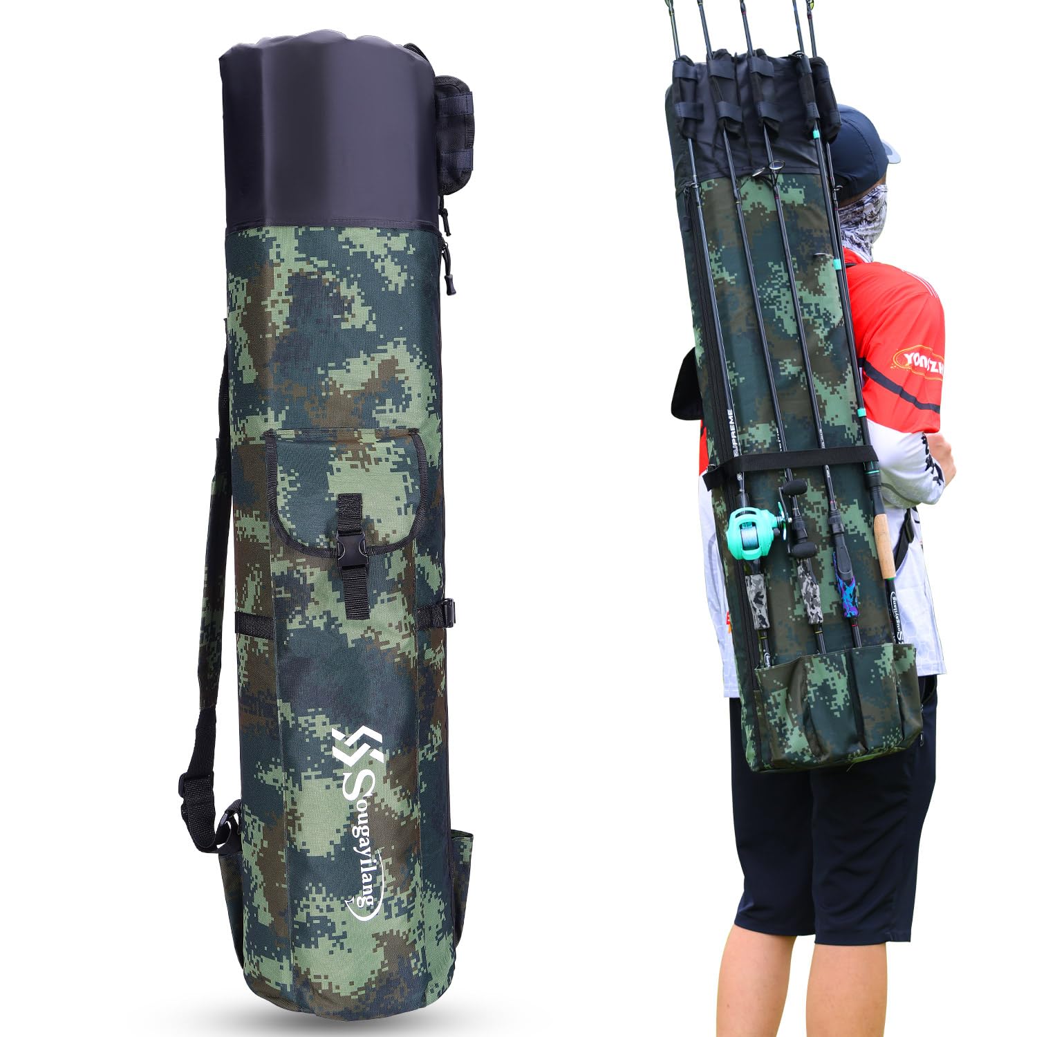 Sougayilang Torba wędkarska, torba wędkarska, walizka wędkarska, ruchoma torba składana, 120 cm, prezent dla ojca MC