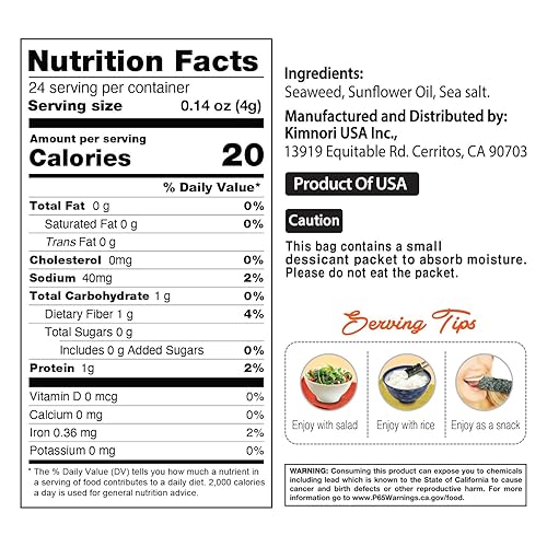 Miniatura 2 de KIMNORI Kwangcheonkim Snacks de algas marinas sazonadas  24 paquetes individuales hojas premium natural tostado Laver Nori 0.14 oz 0.14 onzas