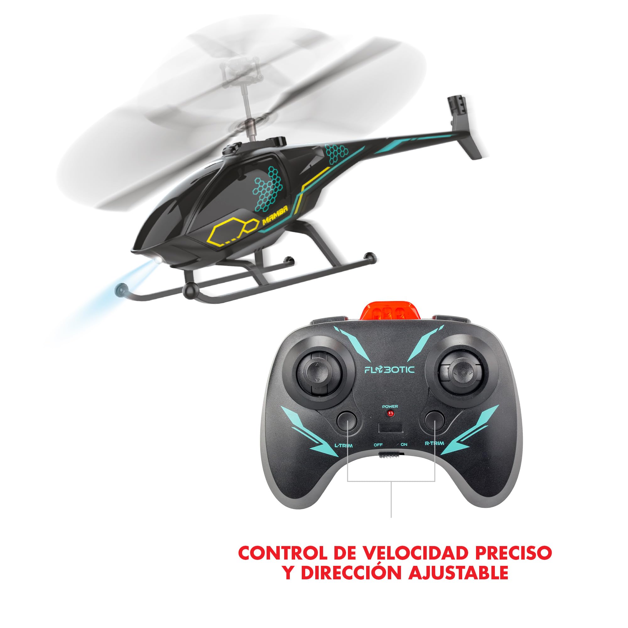 Bizak FLYBOTIC Air Mamba, helicóptero radiocontrol con 2 Canales, con Luces LED, Juguete de fácil Control con Infrarrojos para Principiantes, Regalo a Partir de 8 años de Edad, (62004753)