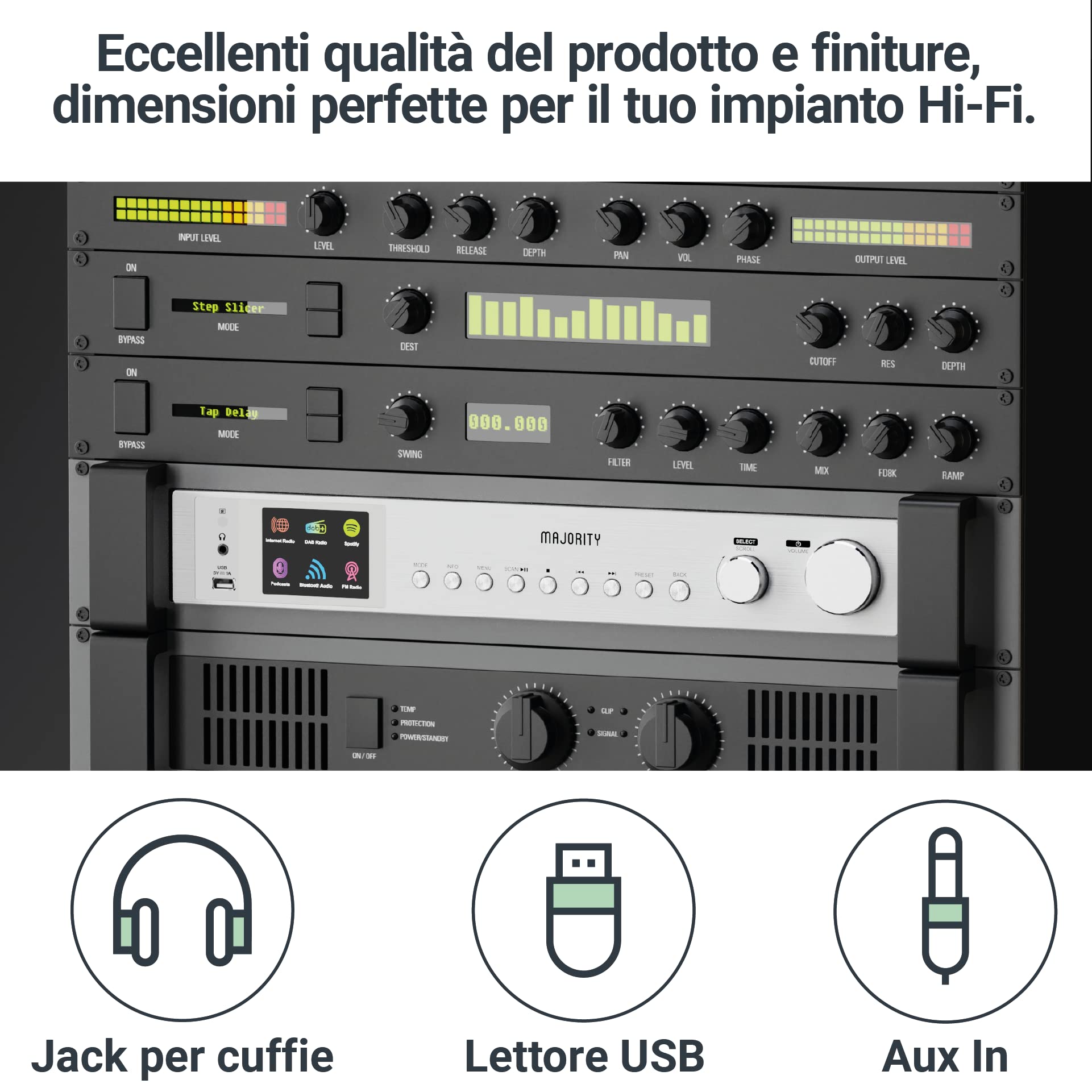 Majority Fitzwilliam Radio Internet avec DAB+ | WLAN Radio de Cuisine, Bluetooth, Hi-Fi, Tuner Stéréo, Tunein, Cuisine Radio Numérique Dab Plus Player, Hi-Fi Digitradio System