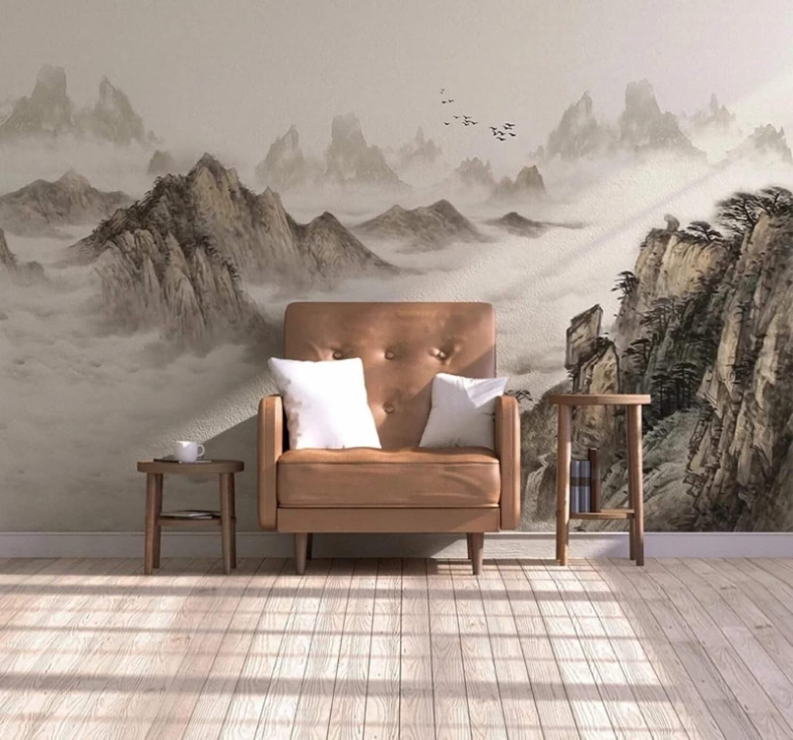 XLMING Abstract Ink Landscape Birds in Flight Scenery 3D Wallpaper Luxury Home Dining Decor Paste Sofa Living Room The Wall for Bedroom Mural-350cm×256cm