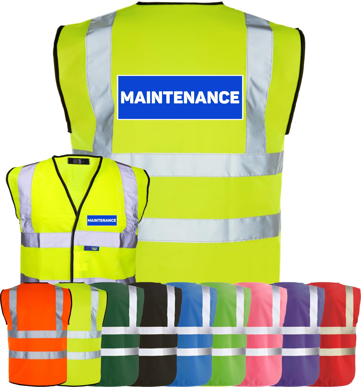 Corporate Togs MAINTENANCE Hi-Vis Safety Waistcoat - Printed Vest, Brace Hi-Vis Strips, Fully EN471 Health, Protective Safety Wear | Safety Apparel
