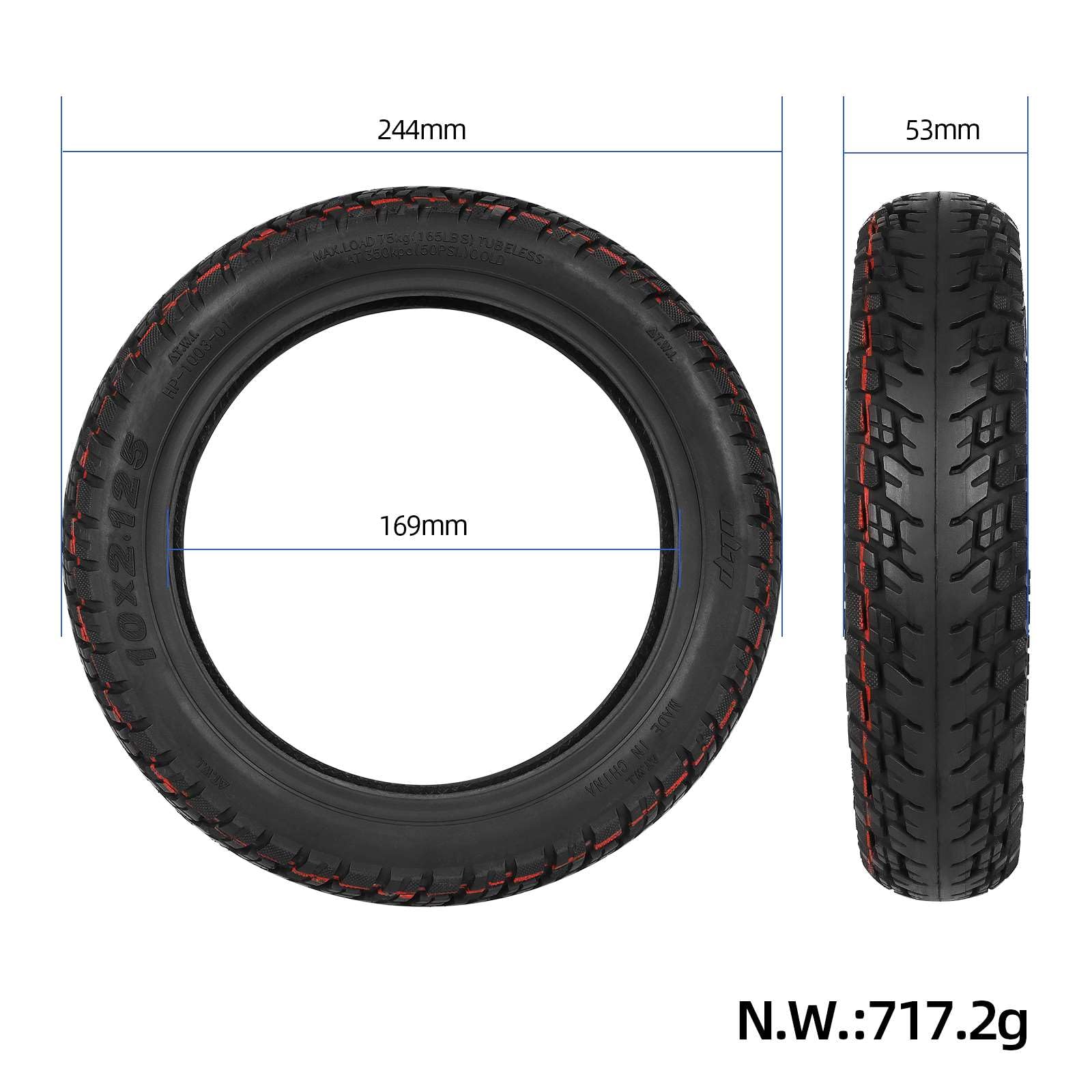 Générique Pneu Trottinette 8.5 Pouce Pneu sans Chambre à air 10 Pouces 10x2.125 for Scooter