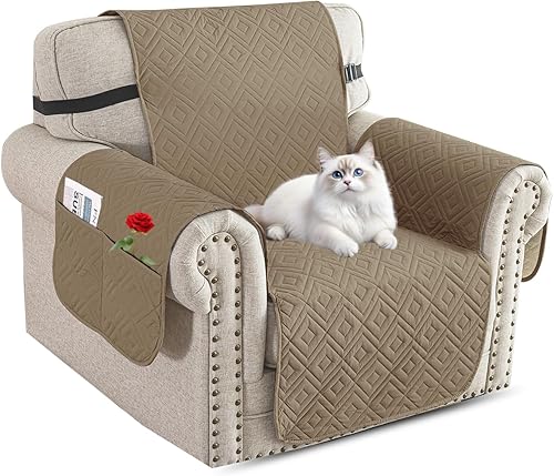 Miniatura 50 de XINEAGE Funda de sofá 100% impermeable para mascotas, funda de sofá antideslizante lavable, fundas de sofá para 3 cojines, protector de muebles con