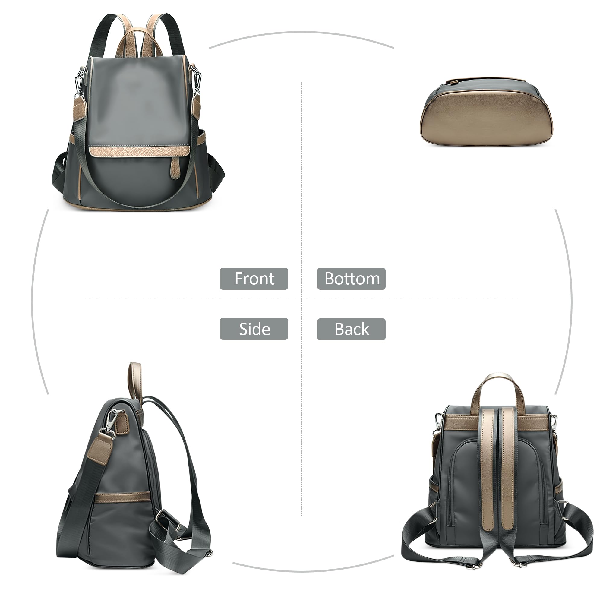 Antifurto Zaino da Donna Zaino Viaggio Borsa a Tracolla Zaino per Donna Leggero Grande Capacità Impermeabile per Scuola Lavoro Datazione Studentessa Universitaria Grigio M