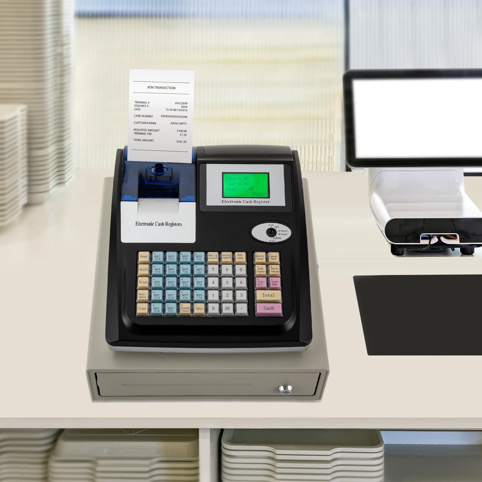 Caja registradora electrónica POS, sistema POS System, caja registradora con 48 teclas LED para venta al por menor, versión inglesa