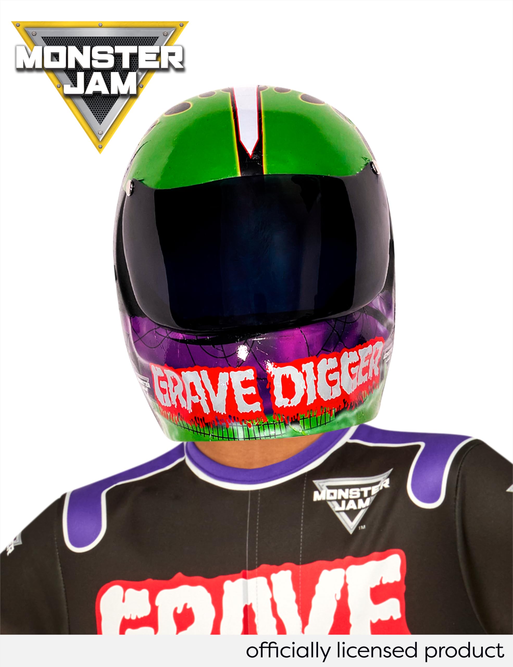 Rubies Monster Jam Grave Digger Plastic Half-Mask for Kids Boys, One Size for Themed Parties and Halloween
