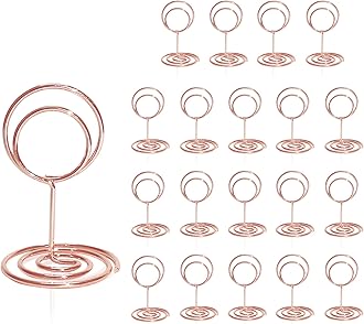 Table Number Holders 20Pcs - 2 Inch Mini Place Card Holder Short Table Number Stands for Wedding Party Graduation Reception Restaurant Home Centerpiece Decorations Office Memo (Rose Gold)