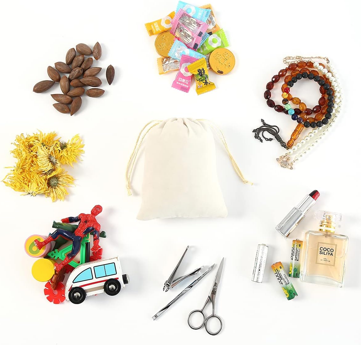 25Pcs Velvet Jewelry Bags with Drawstring Beige Pouches Gift Bags for Wedding Favors Party Christmas Candy 4.8x6.0 Inches image 4