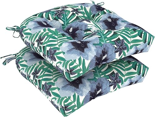 Paquete de 2 cojines de asiento en forma de U para exteriores para silla de mimbre de patio, 19 x 19 pulgadas, silla repelente al agua, cojín suave