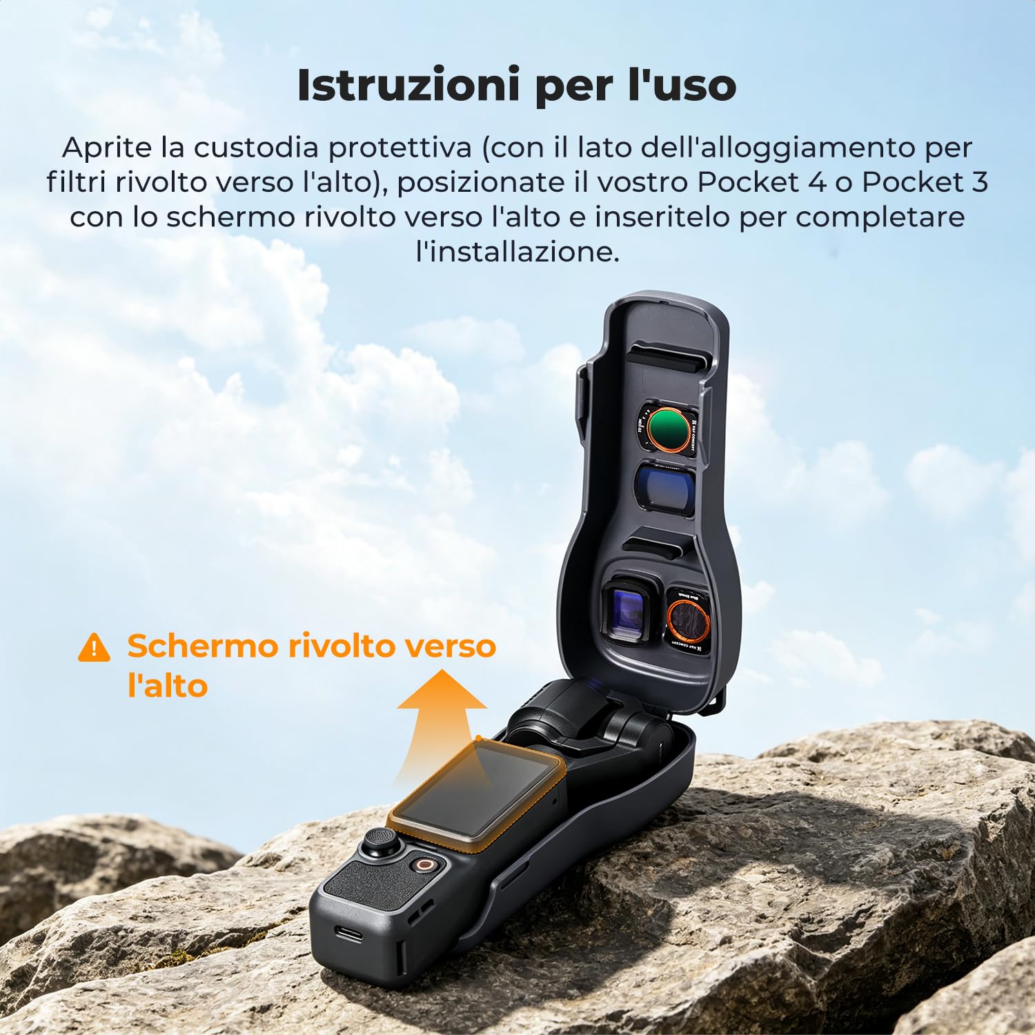 K&F CONCEPT PT61 Custodia Protettiva Compatibile con DJI Osmo Pocket 4/Pocket 3 con Spazio Filtri, Guscio Rigido con Interno Morbido, Design Esclusivo, Apertura Facile