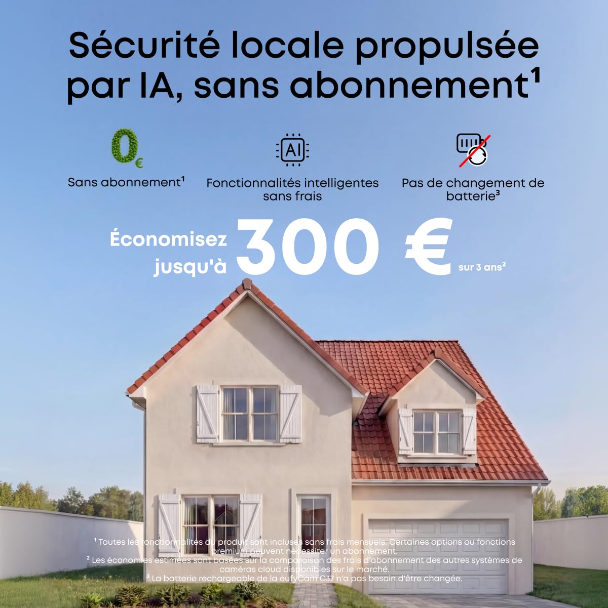 eufy Security eufyCam C37 2K Caméra Surveillance WiFi extérieur sans Fil | Caméra extérieure, suivi IA à 360° PTZ, énergie solaire, détection IA, sans frais, stockage local