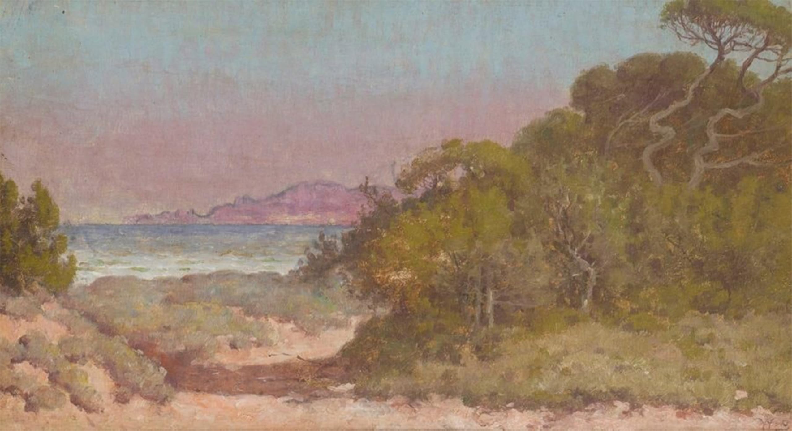 Affiche Toile Paysage de la Côte d'Azur Bouguereau 60x90cm