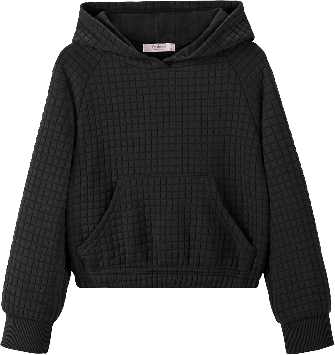 Arshiner Girls Sweatshirt Teen Waffle Cropped Hoodies Casual Long Sleeve Cute Pullover Tops