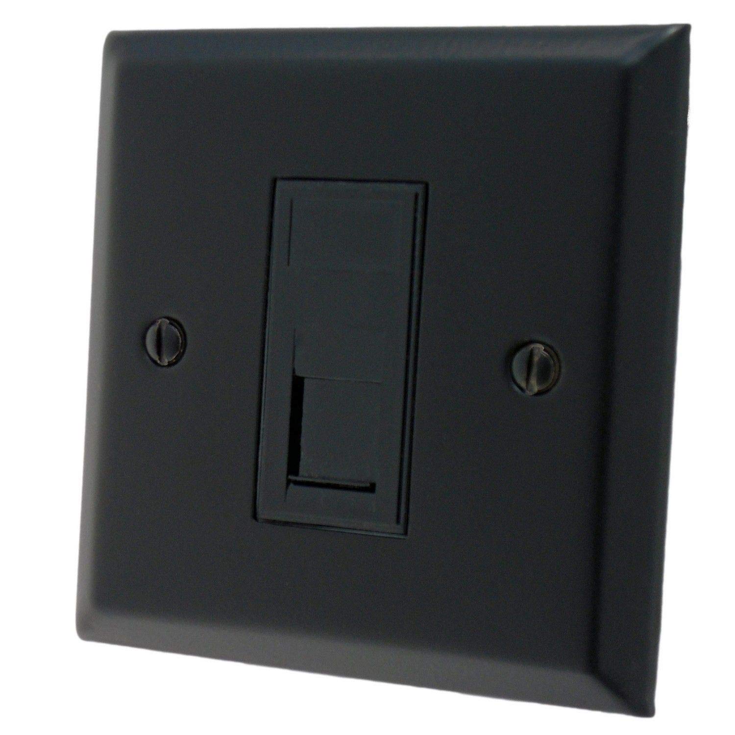 G&H Brassware Black G&H Sfb61b Spectrum Plate Matt 1 Gang Rj45 Cat5e Data Socket