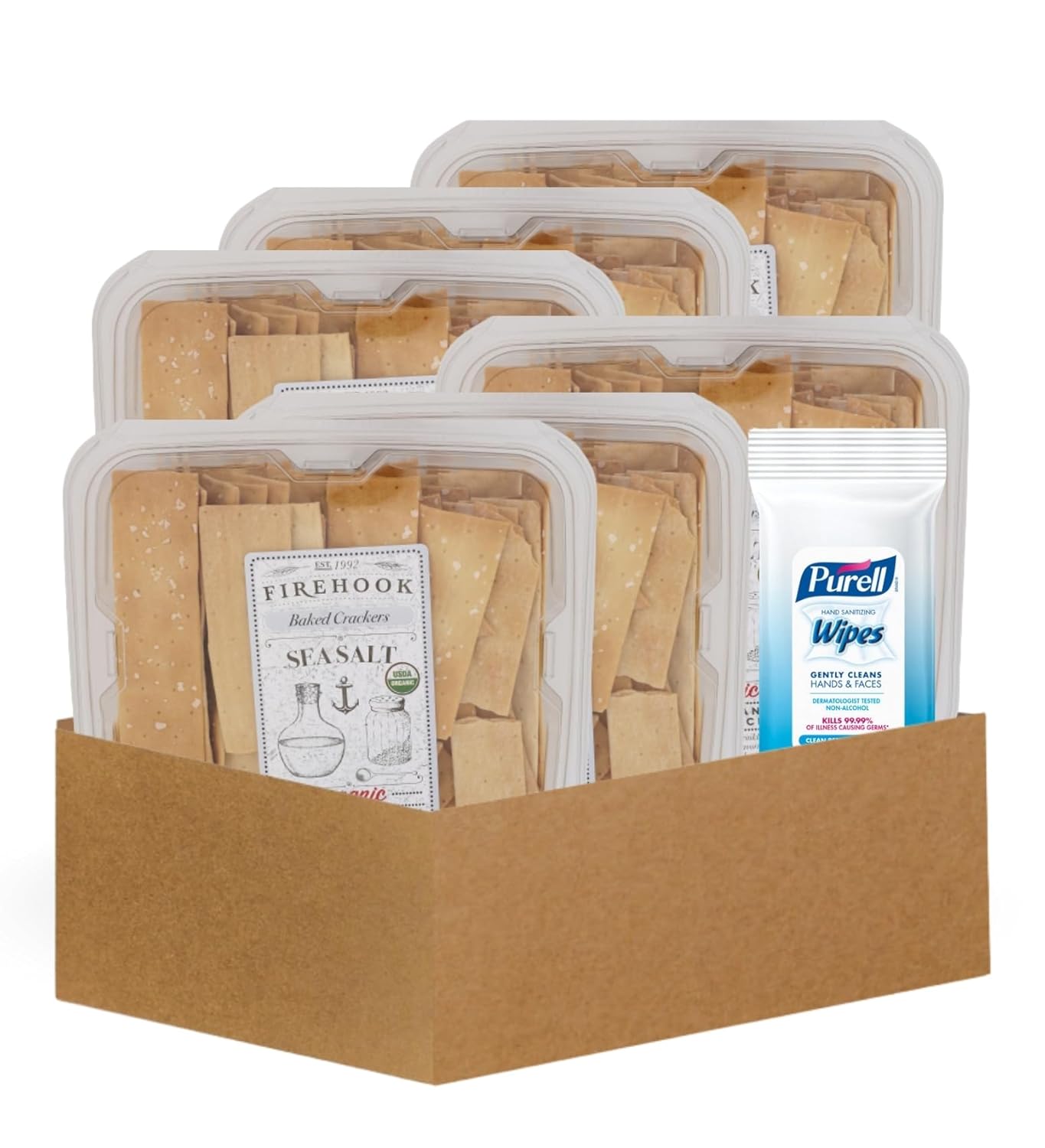 Pack 6x Galletas Firehook Baked Sea Salt Crackers 8 OZ con Toallitas